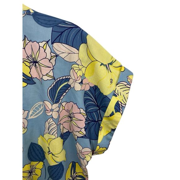 Vtg Blair Women's Shirt Floral Short Sleeve Small Button Up Blue Yellow Tropical - Picture 5 of 9
